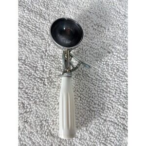 Vintage Ice Cream Scoop White Handle Metal‎ Made in Japan Kitchen Utensil Tool